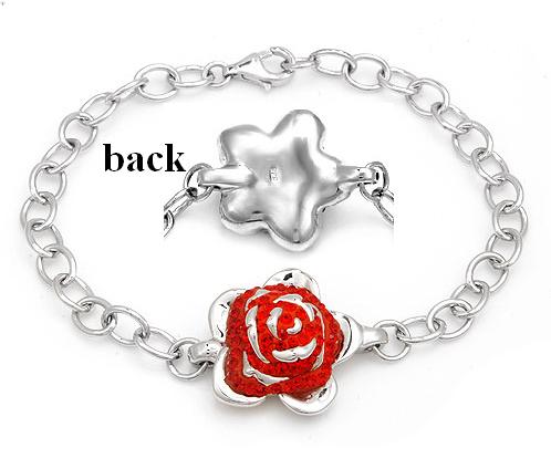 GENUINE RED SWAROVSKI CRYSTAL ROSE BRACELET 925 SILVER